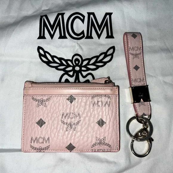MCM light pink and grey Patricia wallet + Key fob - Picture 4 of 16
